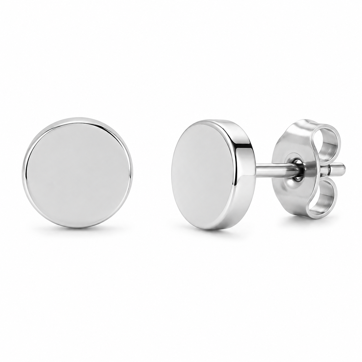 Polished Stainless Steel Stud Earrings – Silver Tone | Fenthre Thompson