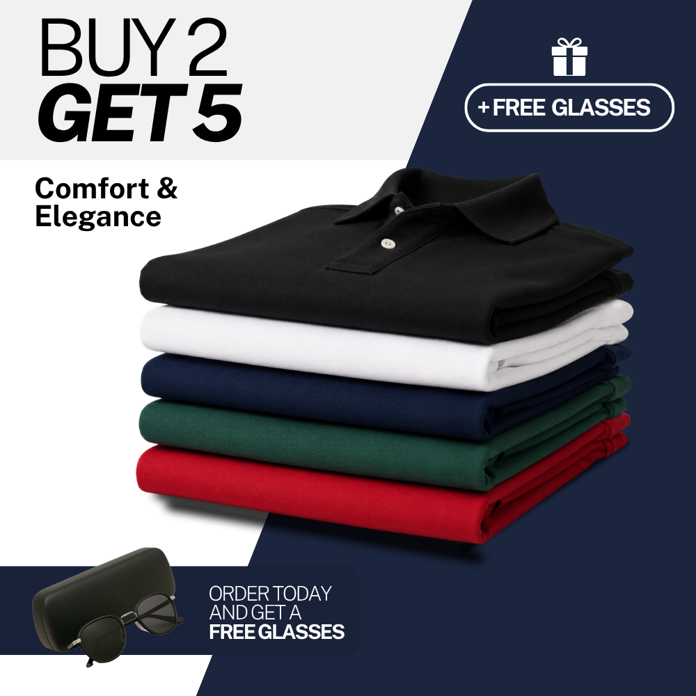 PREMIUM POLO SHIRTS [PAY 2 GET 5] + FREE GLASSES