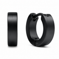 Stainless Steel Huggie Hoop Earrings – Matte Black | Fenthre Thompson