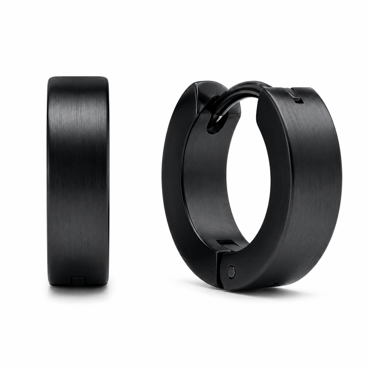 Stainless Steel Huggie Hoop Earrings – Matte Black | Fenthre Thompson